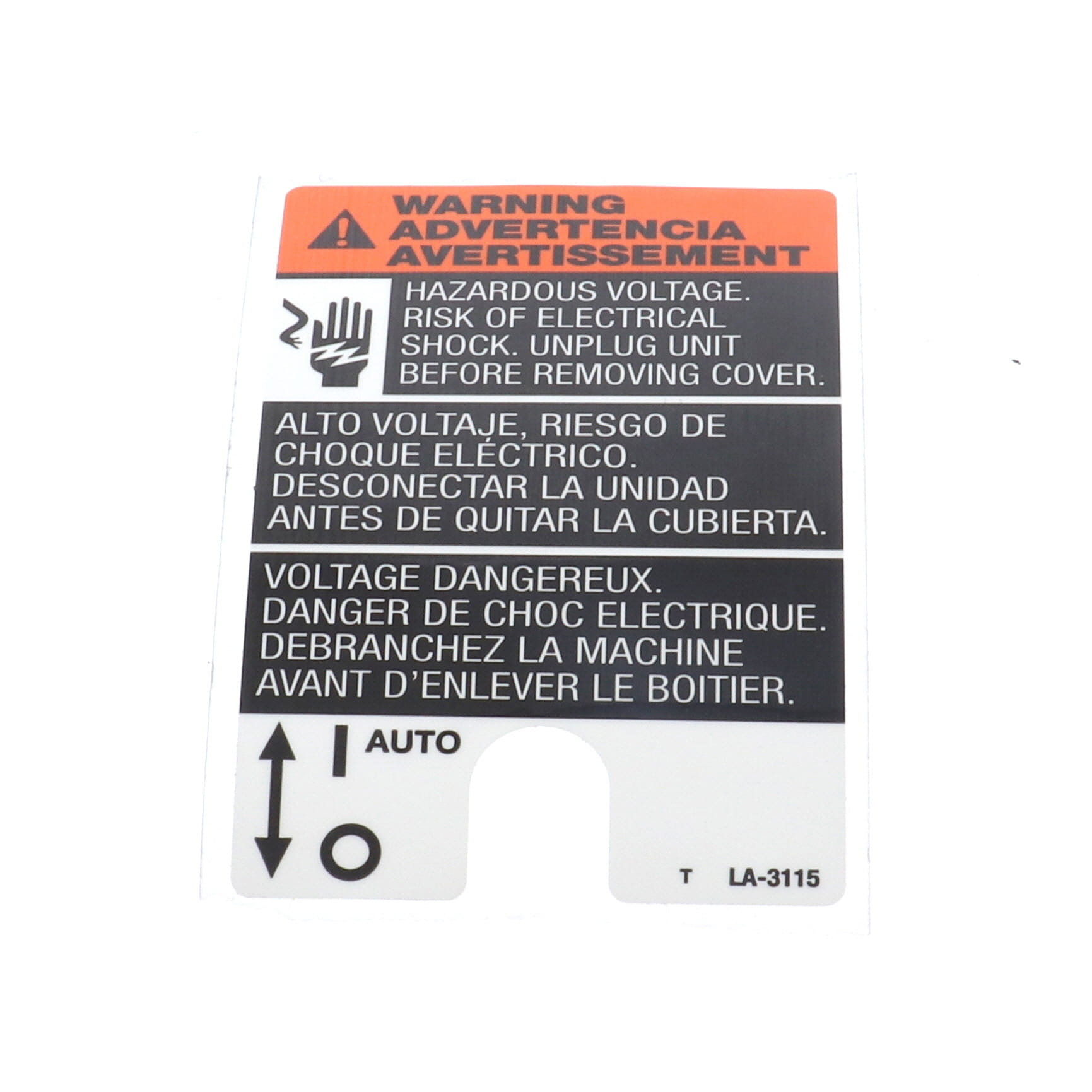 New Devilbiss OEM LA-3115 Air Compressor Label, Pres. Switch